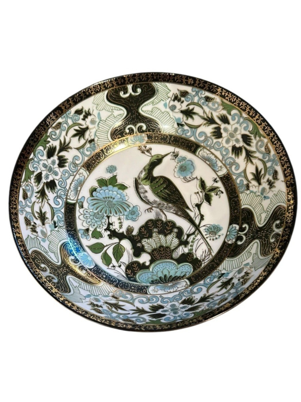 Vintage EW Japan Handpainted Bowl With Peacock And Ornate Gold Trim